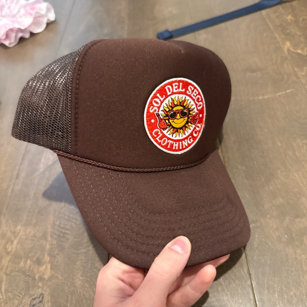 Brown Trucker Hat with Sun Patch